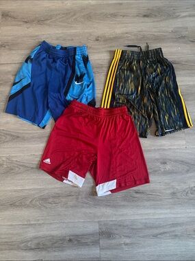 Nike, Adidas Kids Athletic Shorts Bundle - Blue, Red, Black/Yellow